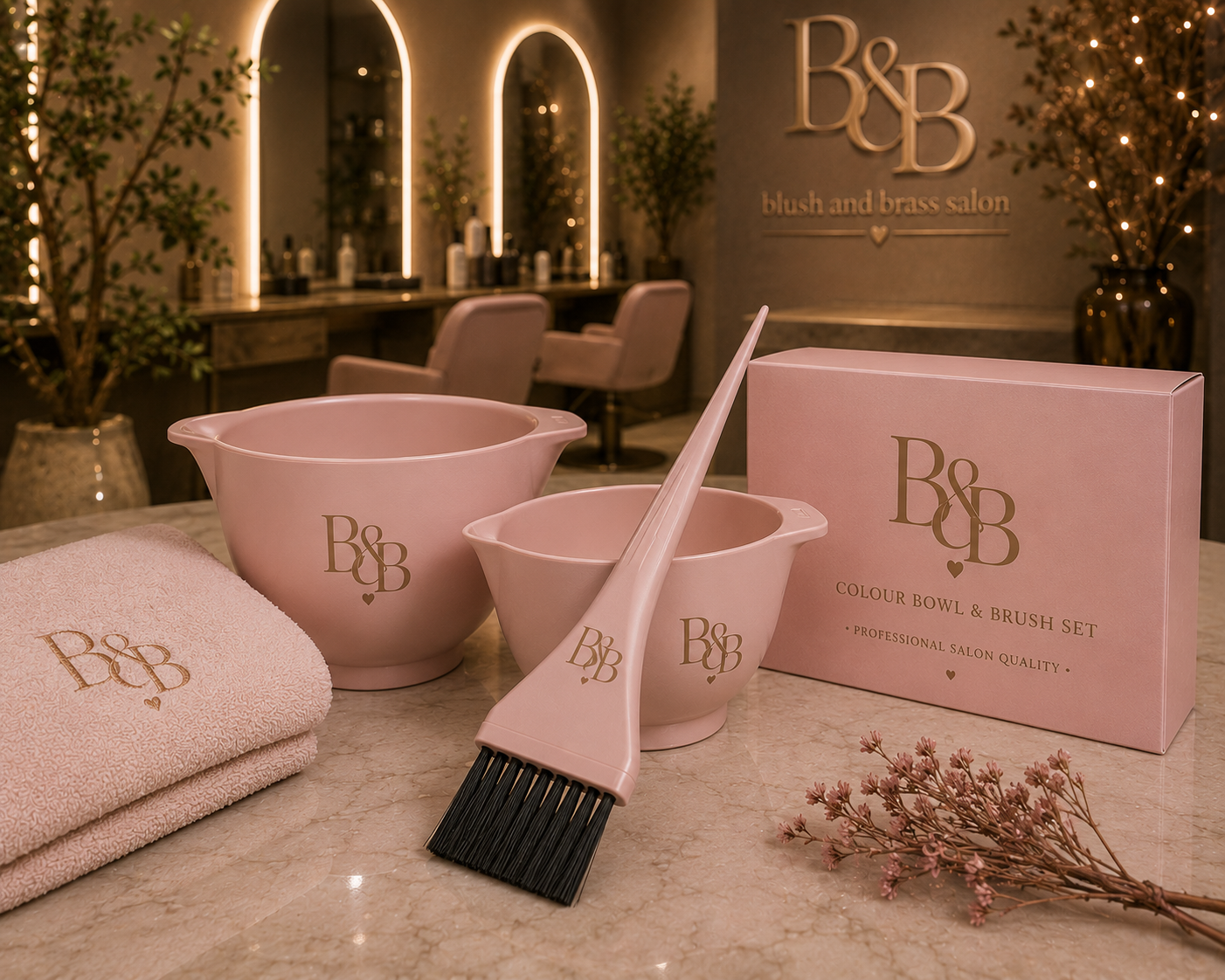 B&B Colour Bowl & Brush Set — Blush & Rose Gold