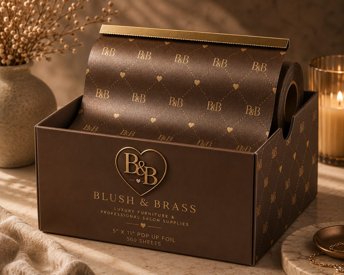 B&B Professional Hair Foil — Espresso & Gold