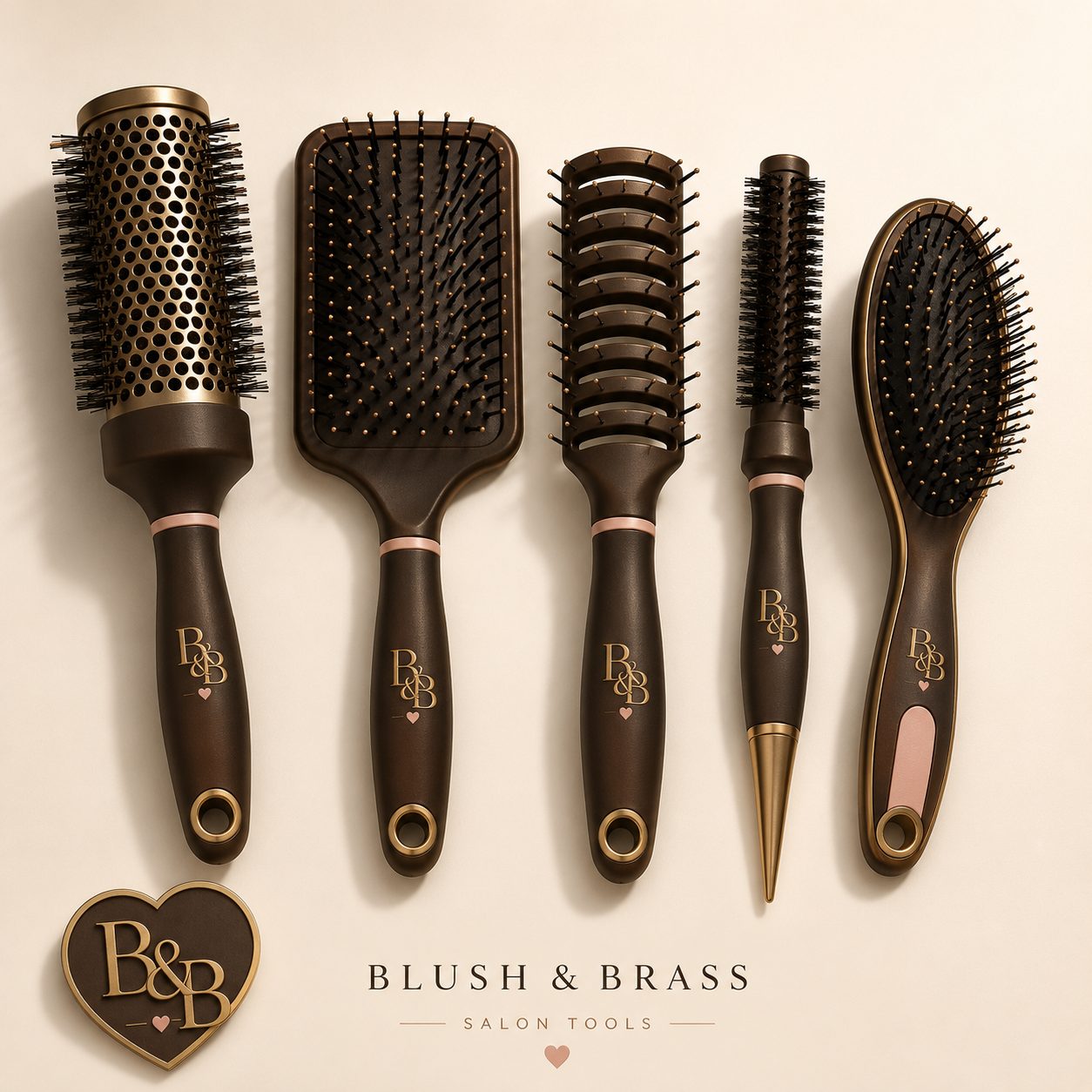 B&B Salon Hair Tools Set — Espresso & Gold