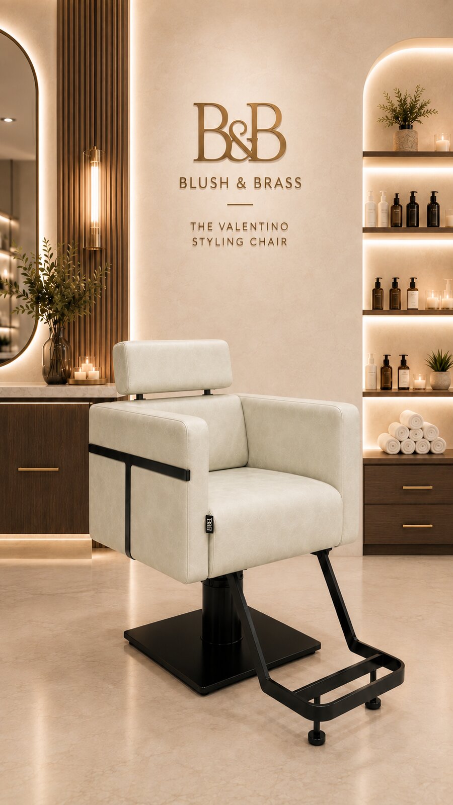 Valentina Styling Chair – Cashmere & Noir